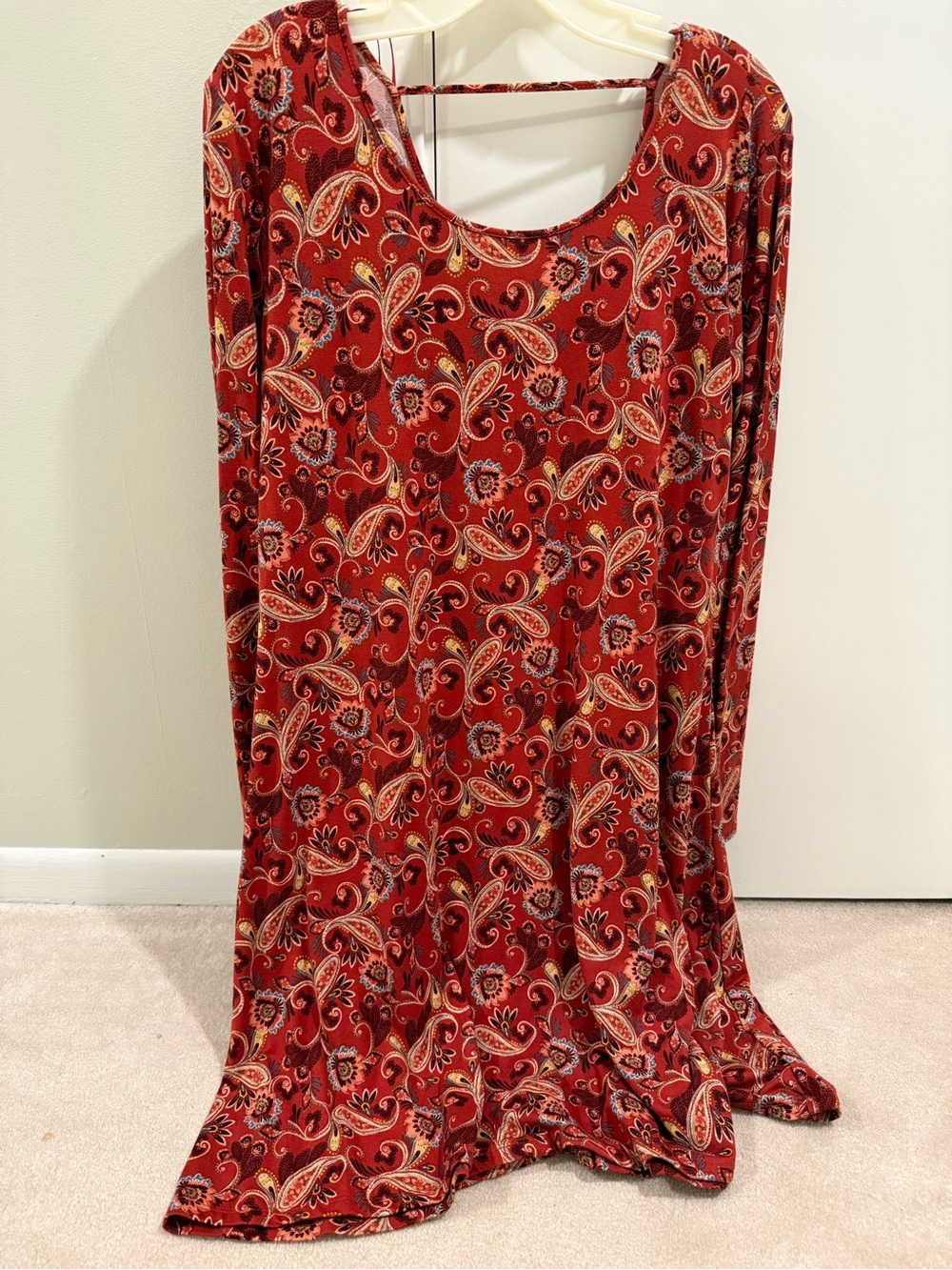 nine britton Rust Paisley Scoop-Back Dress with Strappy Back